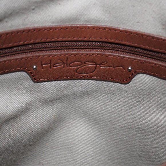 Halogen Cognac Leather Satchel Bag - Picture 5 of 10